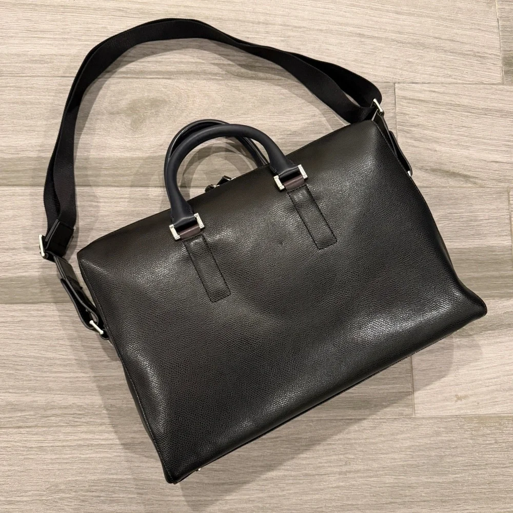 Paul Smith Black Pebbled Leather Slim Folio Briefcase Laptop Bag